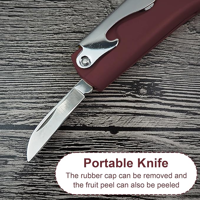 Stainless Steel Wine Key with Foil Cutter:Waiters Corkscrew Opener Beer Bottle Opener (Wine Red)