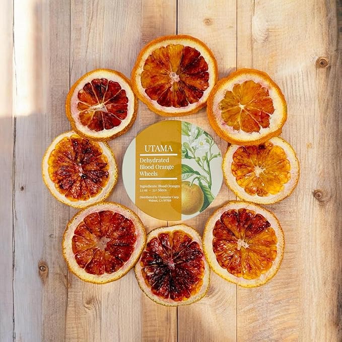 Utama Dehydrated Blood Orange Slices – 50+ Dried Citrus Wheels for Cocktails, Garnishes, Crafts, and Decorations