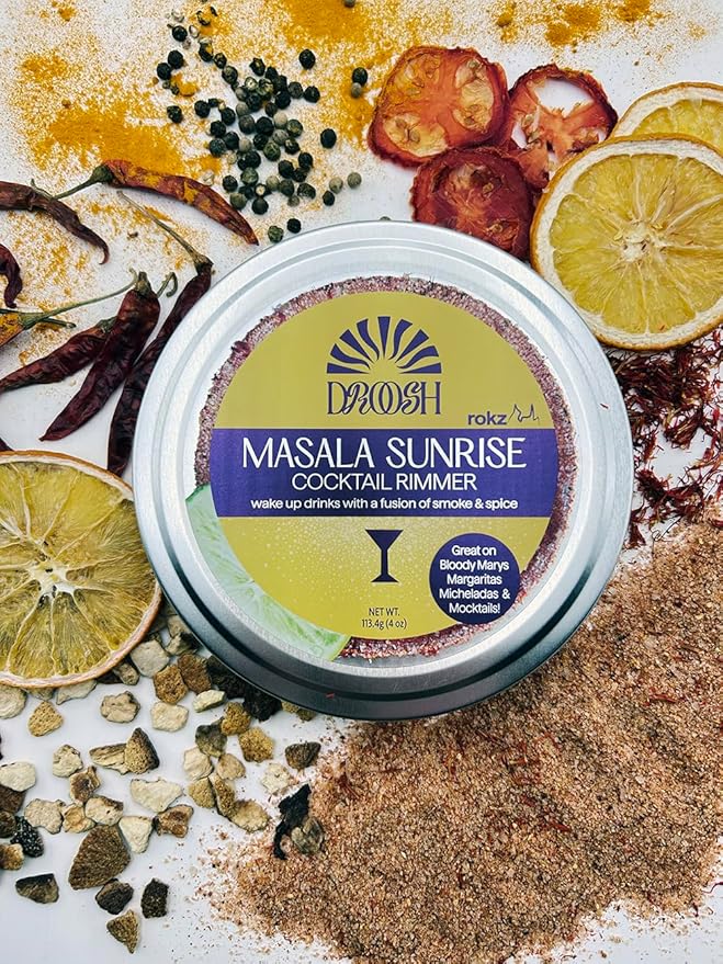 Masala Sunrise Cocktail Rimmer – Indian Inspired Drink Garnish with Turmeric, Citrus & Smoked Spice Blend – Perfect for Margaritas, Bloody Marys, Micheladas & Mocktails