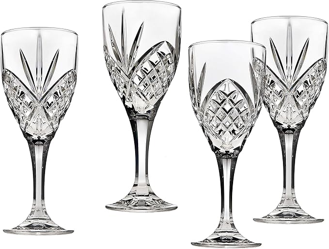 Godinger Dublin Wine Glasses, Stemmed Wine Glass Goblets, Stemmed Drinking Glasses, Glass Cups, Barware & Drinkware, 10oz Set of 4