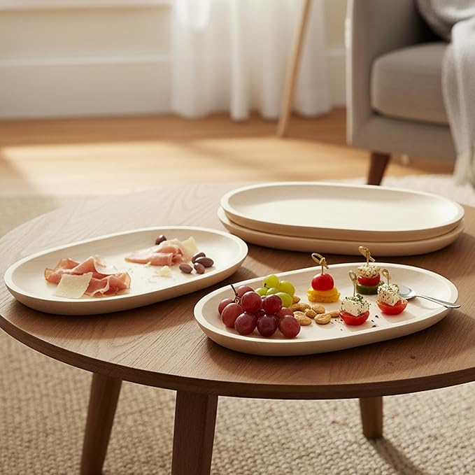Woodard & Charles Set of 4 Personal Serving Trays – Perfect for Charcuterie, Breakfast Baked Goods, Sushi, Crudites