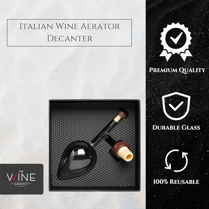 Italian Wine Aerator Decanter, Pourer, Red & White In Bottle Aerators, Makes Your Wines Taste Better, Italian Wine Design Decanter, Whiskey & Spirits Gifts, 2x5 Inches Areadivino Clear Oenophile Gift