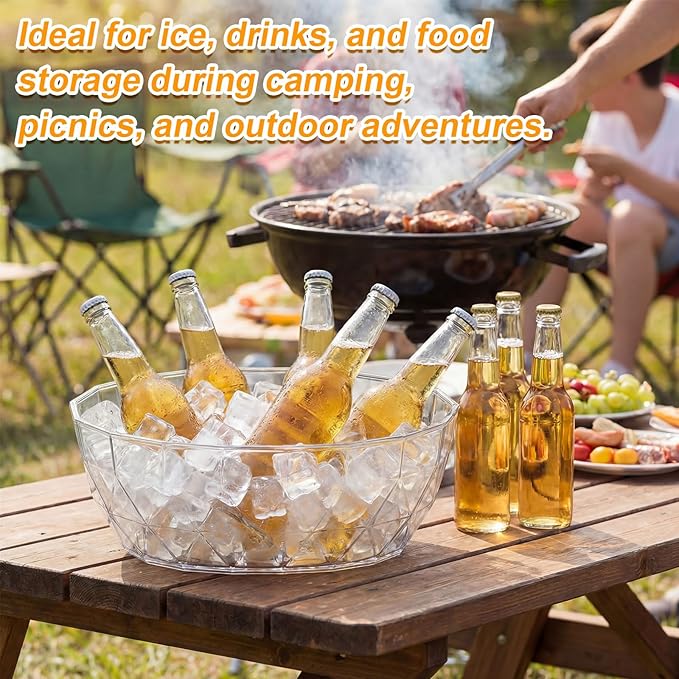 6 Pcs 3 L Ice Buckets with Scoops and Tongs Clear Plastic Ice Bucket Beverage Tubs Acrylic Champagne Cooler for Cocktail Bar Drink Cooler Holder for Mimosa Bar Supplies Chiller Bin