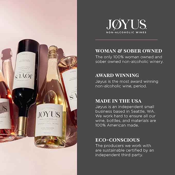 Joyus Non-Alcoholic Sparkling Rose´ Wine, Award Winning Best In Class Dealcoholized Wine, Complex & Dry, Low Sugar & Low Calorie, 750 ml (1 Bottle)