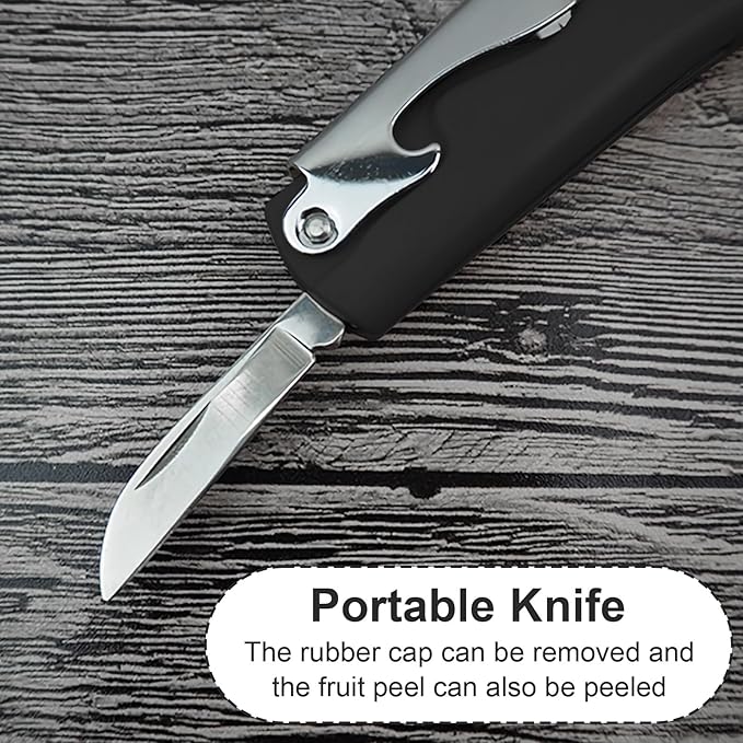 Stainless Steel Wine Key with Foil Cutter:Waiters Corkscrew Opener Beer Bottle Opener (Black)