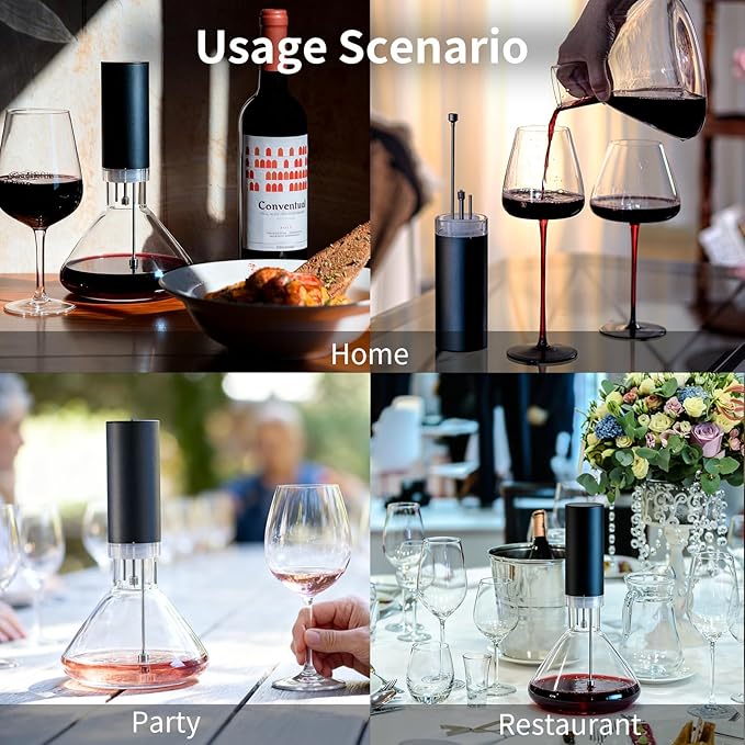 Fogland Electric Wine Decanter 1500ML(50oz), 3/5/10Min Fast Decant, Fine Mist Oxygen Infusion Wine Enhancer, Smart Touch Control, Frosted Aluminum Alloy（Silver）