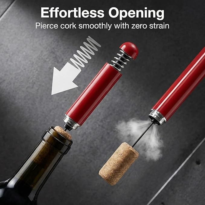 Wine Air Pressure Pump Bottle Opener With Cutting Wine Bottle Foil Knife, Efficient Corkscrew Bottle Opener,Easy Screw Out Tool,Great For Wine Lovers,Perfect Wine Gift. (red), small