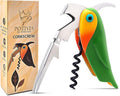Wine Opener Waiter Corkscrew - Professional Wine Key for Servers & Bartenders with Foil Cutter - Manual Bottle Opener, Double Hinged Bird Shape 3-in-1 (Green)
