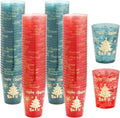 DaYammi 60 Pack Gold Christmas Plastic Cups Disposable, 10 Oz Clear Red Plastic Cups and Green Cups,30 Red Gold Tree Tumblers, 30 Hard Green Cup Bulk for Christmas Party