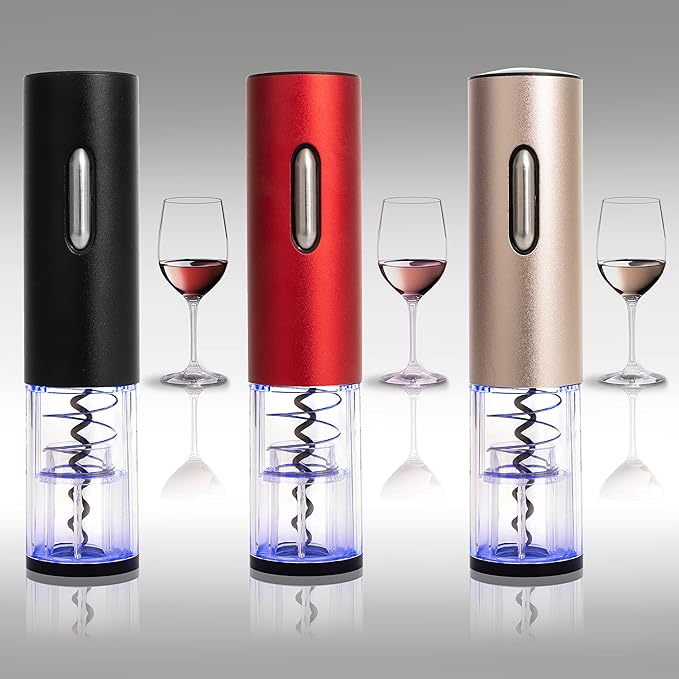 Moss & Stone Electric Wine Opener Set, Corkscrew Remover With USB Charging, Wine Bottle Opener with Wine Pourer, Foil Cutter & Vacuum Stopper, Automatic Wine Opener For Wine Lovers (Black)