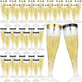 Jingmore 36 Pcs Plastic Champagne Flutes 4.5 oz Clear Disposable Wine Glasses Cocktail Cup Champagne Glass for Wedding Graduation Summer Party Favor Mimosa Bar Supplies (Black,Gold)