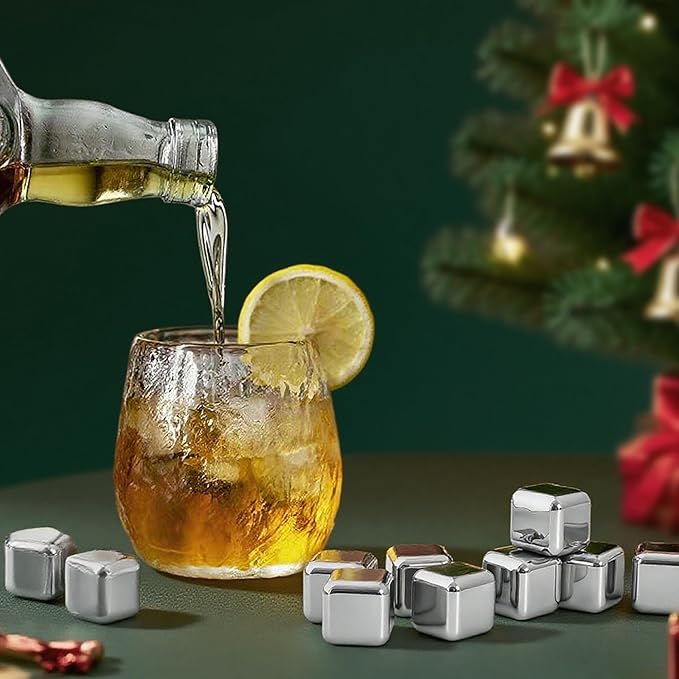 Hand Blown Whiskey Glass Set – Premium Borosilicate Glass Old Fashioned Glasses with Metal Ice Cubes, Tongs & Gift Box – Perfect for Whiskey, Water, Milk, Wine,Beer,Juice & Cocktails