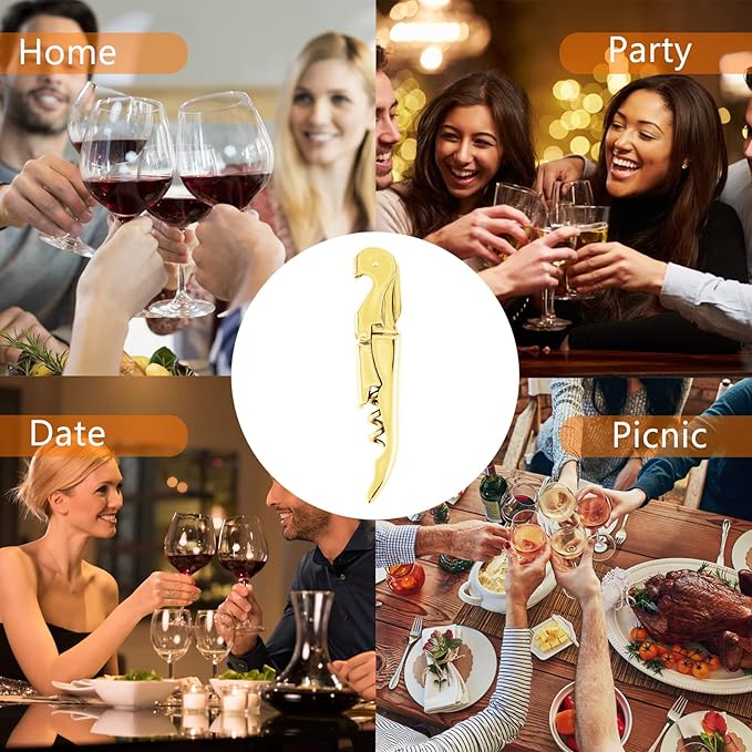Mirage Corkscrews Wine Key Double Hinge Wine Opener Waiter Corkscrews 2PCS Gold + Rainbow