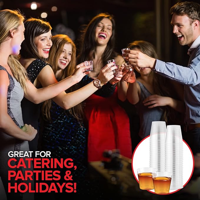 Stock Your Home 1,000 Mini Plastic Shot Glasses (1oz) Clear Disposable Cups for Jello Shots, Wine Tasting, Liquor, Whiskey, Pudding, Sample Cup for Halloween and Elegant Parties