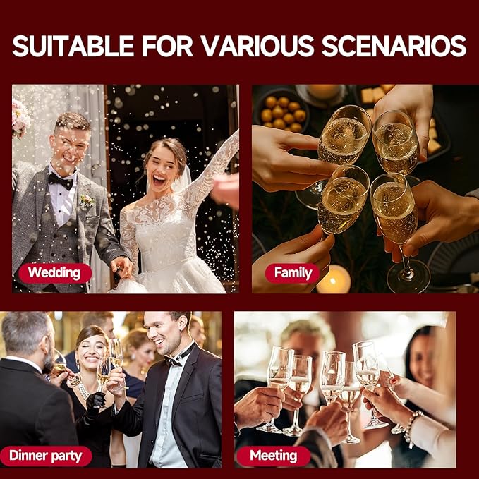Champagne Glasses,Set of 4,Classic Shape,Hand Blown Elegant Unique Gift for Long stem Sparkling,Wine glasses for Wedding,Birthday Mother’s Day-Ideal for Wine Tasting,Daily Use-6.5 oz,Clear
