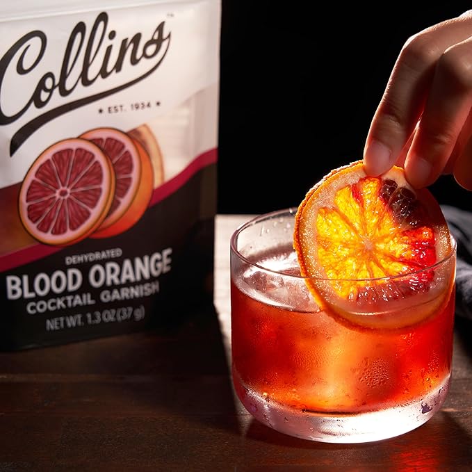 Collins Dehydrated Blood Orange Cocktail Garnish Slices, 1.3 oz – Perfect for Negronis, Margaritas, Mocktails & Desserts – Premium Drink & Food Garnish – 1.3 oz