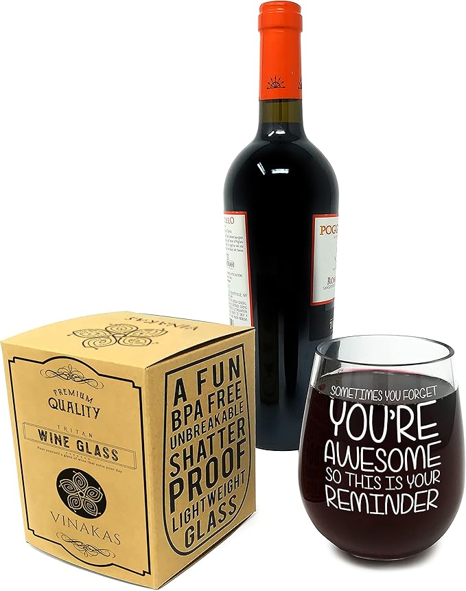 FUNNY WINE GLASSES + WINE SOCKS -16 oz Unbreakable Stemless Wine Glass With Sayings & Fuzzy Girl Socks “If You Can Read This, Bring Me Some Wine"