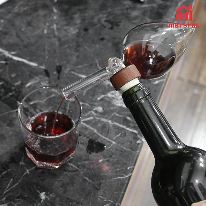 Wine Aerator Decanter Bulb, Italian Aireador De Vino, Wine Whisky Bottle Decantador Dosificador Pourer for Taste Better, Clear Glass Spout, Accessories for Birthday Father Gift Home Gathering, No Drip