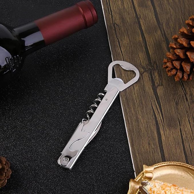 Wine Key for Bartenders, Professional Double Hinged Wine Opener with Foil Cutter, Wine and Beer Bottle Opener for Servers, Stainless Steel Corkscrew