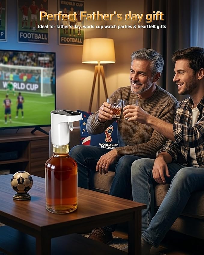 Fathers Day Gift|World Cup Viewing Party Supplies,5-in-1 Electric Wine Decanter & Smart Liquor Dispenser,Automatic Aerator&Pourer with 1-999ml Precision Dosing|Gift for Men,Dad,Whiskey Lovers(White)