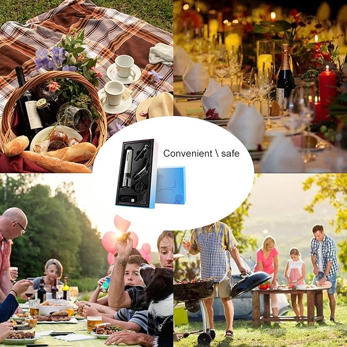 Electric Wine Opener, Rechargeable Operated Automatic Wine Bottle Opener Portable Electric Corkscrew Wine Opener Wine Accessories for Wine Lovers Family Gatherings Holiday Parties(Silver)