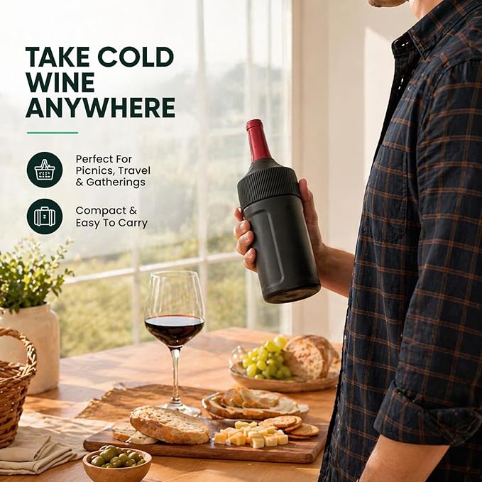 Wine Bottle Cooler Sleeve | Portable Bottle Chiller for Wine Lovers | Insulated Wine Cooler for Outdoor & Indoor Use | Wine Cooler by Vondra
