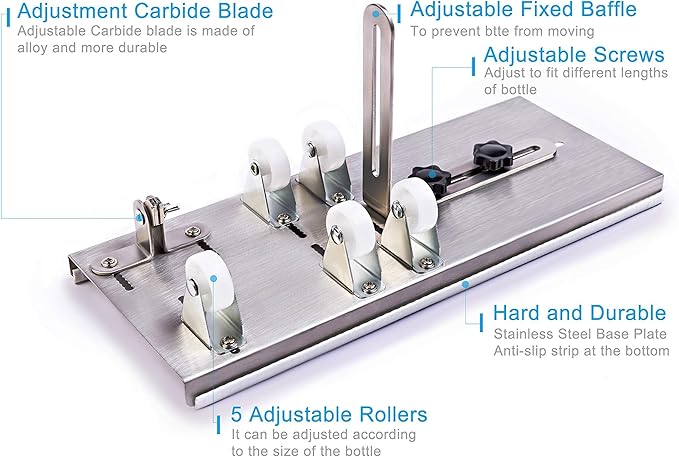 Glass Bottle Cutter, Upgraded Bottle Cutting Tool Kit, DIY Machine for Cutting Wine, Beer, Liquor, Whiskey, Alcohol, Champagne, Upgraded Precision Cutting for Round Glass Bottles