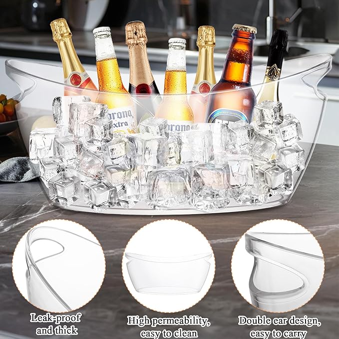 MIVIDE 2 Pack Ice Buckets for Parties, 5.5 L Clear Wine Ice Bucket with 2 PCS Scoops, Champagne Buckets, Ice Bucket for Drinks, Beverage Tub, Drinks, Cocktail Bar, Mimosa Bar Supplies