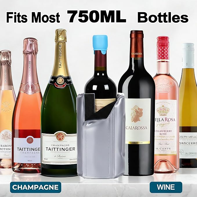 Wine Bottle Cooler Sleeve, Reusable Ice Wine Chiller for 750ml Bottles, Flexible Gel Ice Pack, Keep Wine Cold for Travel, Picnic Party