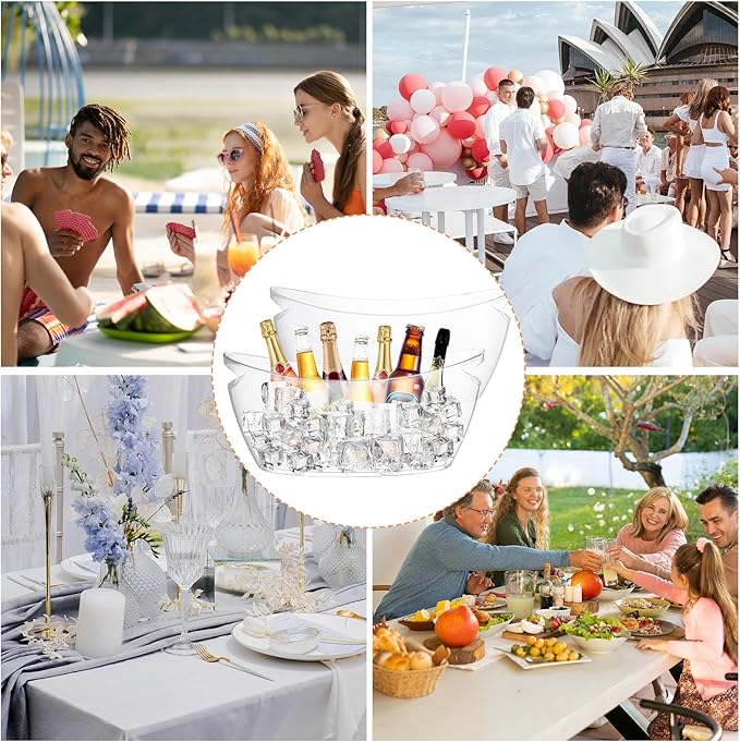 MIVIDE 2 Pack Ice Buckets for Parties, 5.5 L Clear Wine Ice Bucket with 2 PCS Scoops, Champagne Buckets, Ice Bucket for Drinks, Beverage Tub, Drinks, Cocktail Bar, Mimosa Bar Supplies