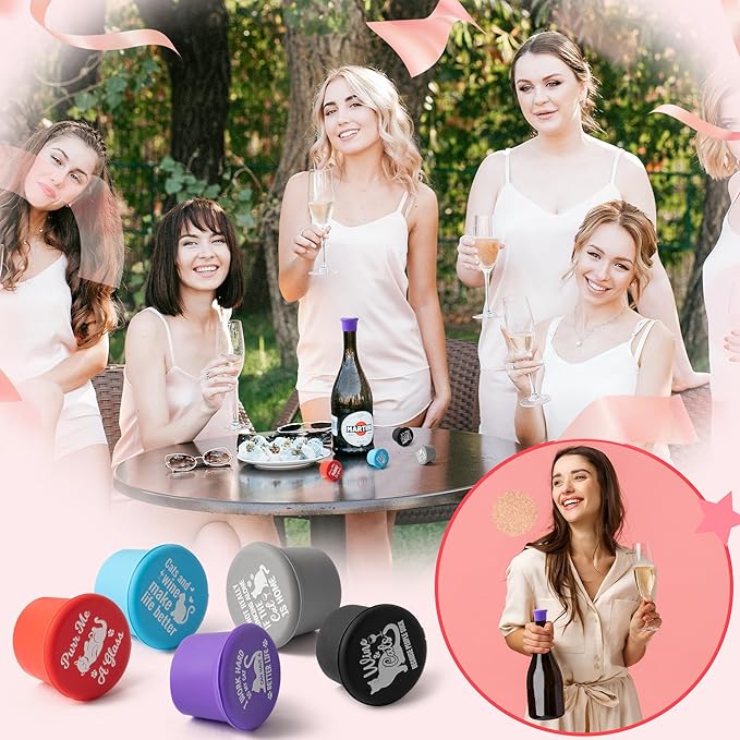 10Pcs Wine Stoppers Gift Set Funny Cats Silicone Bottle Covers Reusable Beverage Corks Strong Sealing Keep Wine Fresh Lady Man Liquor Accessories for Outdoor Picnics Weddings Barbecues Parties
