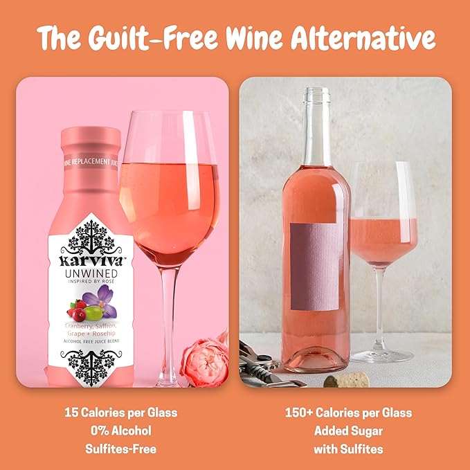 Awards-Winning Non-Alcoholic Wine Alternatives, Variety Pack (Malbec & Rosé) – Ancient Remedies With Adaptogen & Antioxidants for Relaxation, Liver & Brain Detox, Sulfite-Free, Low-Sugar (4 BPA-Free Bottles, 12 oz Each)