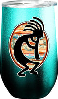 Spoontiques Kokopelli Stainless Steel Wine Tumbler, 16 Oz - Double Wall Insulated Drink Cup with Sliding Lock Lid for Travel - White, Red, Rose, Champagne