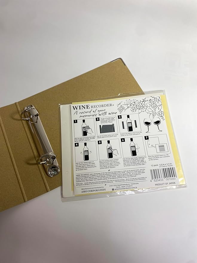 [WINERECORDER] 12 Pack Wine Beer Bottle Label Remover & Saver Kit | Self-Adhesive Laminating Sheets & Mounting Cards for Comments, 6.8x5.9in/17.5x15cm