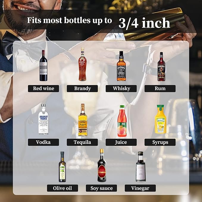 48 Pack Liquor Pour Spouts - Dishwasher Safe Hygienic Alcohol Speed Spouts, Suitable for 3/4" Bottle Mouth, Olive Oil, Juice, Syrup