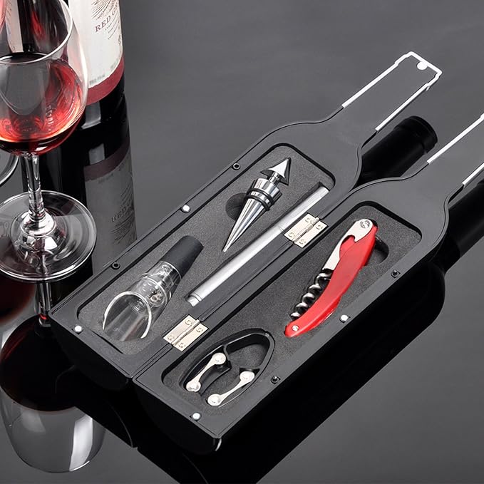 Solaris Wine Accessories Gift Set, 5-Piece Deluxe Corkscrew Opener with Elegant Gift Box - Perfect Party Wine Gift for Wine Lovers, Elegant Gift for Her