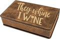 Leatherette 2-Piece Wine Tool Set - They Whine I Wine (Rustic Brown w/Gold)