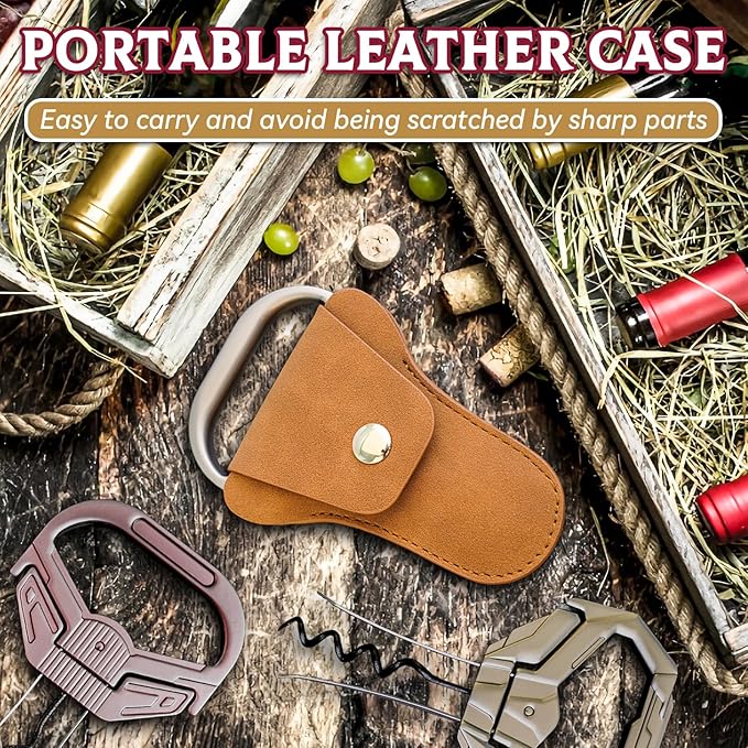 Ah So Wine Opener for Vintage Bottles, Old Wine Corkscrew with Portable Leather Case, Two Prong Cork Puller, for Wine Connoisseurs & Collectors to Uncork, Ideal Gifts for Wine Lovers (Mecha Copper)