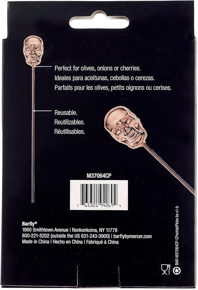 Barfly Cocktail Picks, Skull Top, Copper