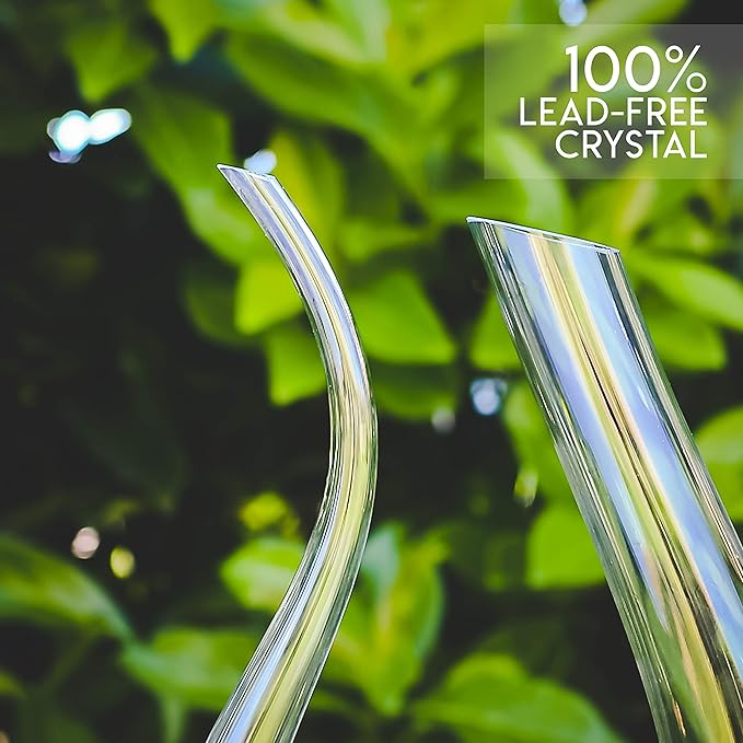 Wine Decanter 100% Hand Blown Lead-free Crystal Glass Red Wine Carafe U Shape Wine Aerator