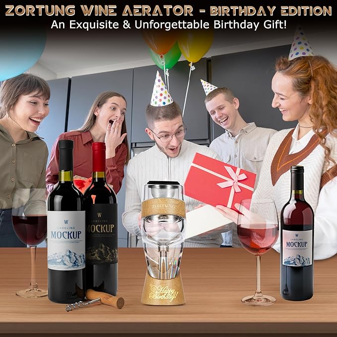 Premium Wine Aerator Pourer-Birthday Gift Edition-Enhance Wine Flavor with Unique Multi-Stage Aeration System,Great Birthday Gift for Wine Lovers