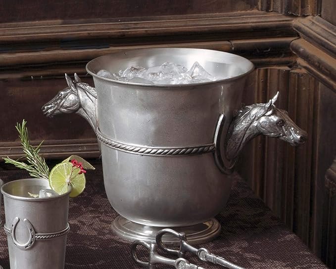 Vagabond House Pewter Horse Head Ice/Wine/Champagne Bucket Solid Pewter 9 inch Tall