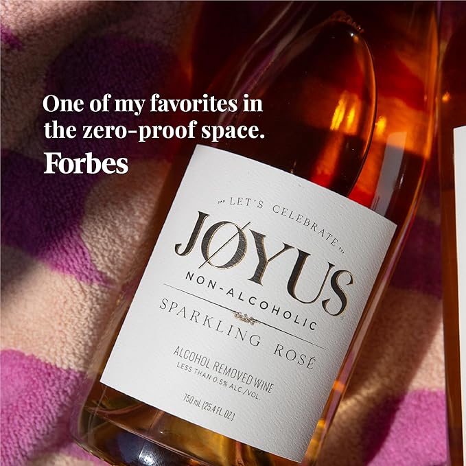 Joyus Non-Alcoholic Sparkling Rose´ Wine, Award Winning Best In Class Dealcoholized Wine, Complex & Dry, Low Sugar & Low Calorie, 750 ml (1 Bottle)