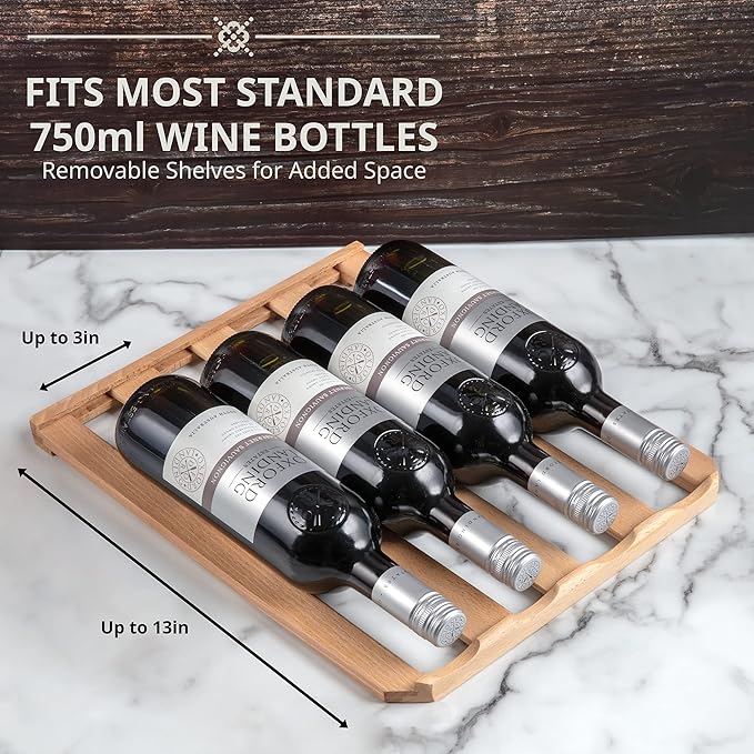 Ivation 28 Bottle Compressor Wine Cooler Refrigerator w/Lock | Large Freestanding Wine Cellar For Red, White, Champagne or Sparkling Wine | 41f-64f Digital Temperature Control Fridge Stainless Steel