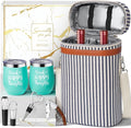 Birthday Gifts for Women Men - Mothers Day Wine Gift Baskets For Woman Mom, Her, Women, Friend, Wine Lovers, Self Care Package, Insulated Wines Tote Bag Carrier w/ Tumblers & Wines Accessories Set