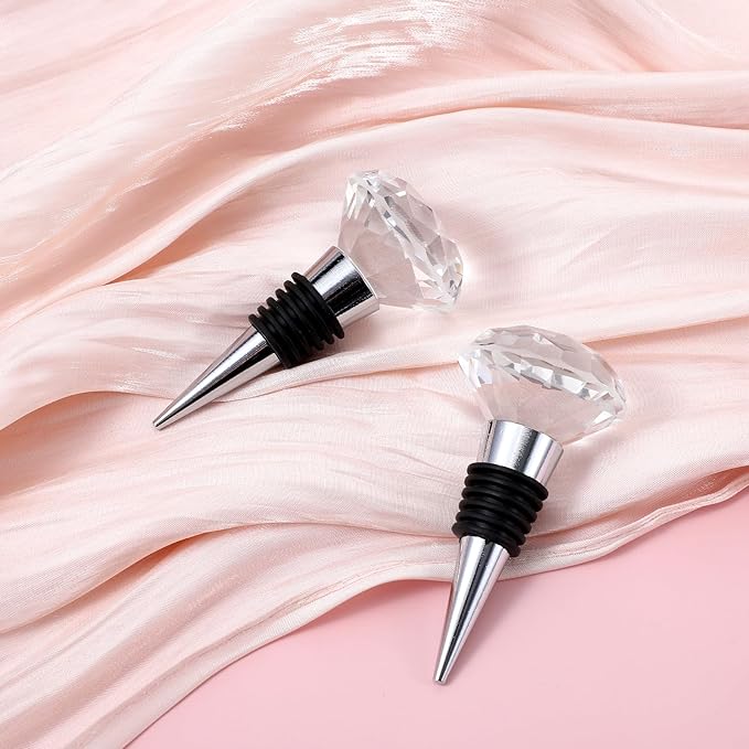 2 PCS Crystal Wine Toppers For Wine Bottles, Crystal Decorative Wines Stoppers, Decorative Glass Wines Stopper with Rhinestones for Gifts and Home Bar