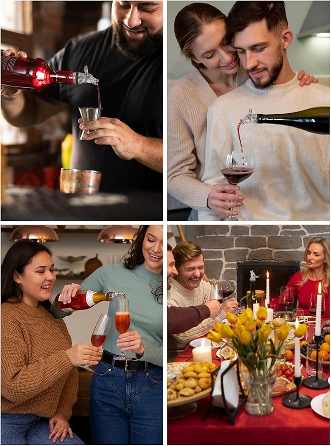 Wine Pourer for Wine Bottles, Stainless Steel Animal Bar Liquor Bottle Pourer Liquor Pour Spout for Liquor Bottles, Speed Pourer Wine Areator Spout Bottle Pourer for Alcohol (Bull)