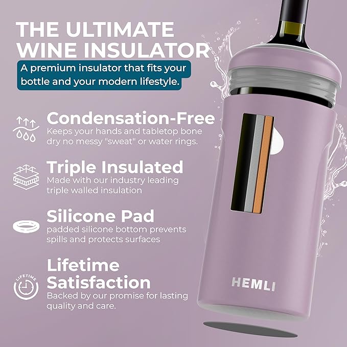 Wine Bottle Chiller Insulator Sleeve, Keeps Wine and Champagne Cold for 12 Hours, Vacuum Insulated Wine Bottle Cooler