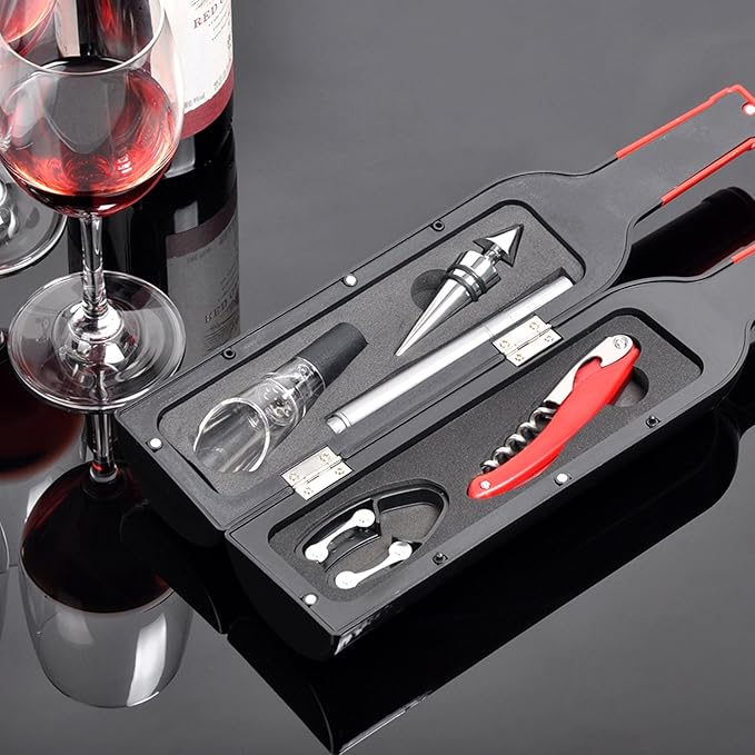 Solaris Wine Accessories Gift Set, 5-Piece Deluxe Corkscrew Opener with Elegant Accessories Box - Perfect Party Gift for Wine Lovers, Elegant Gift for Her