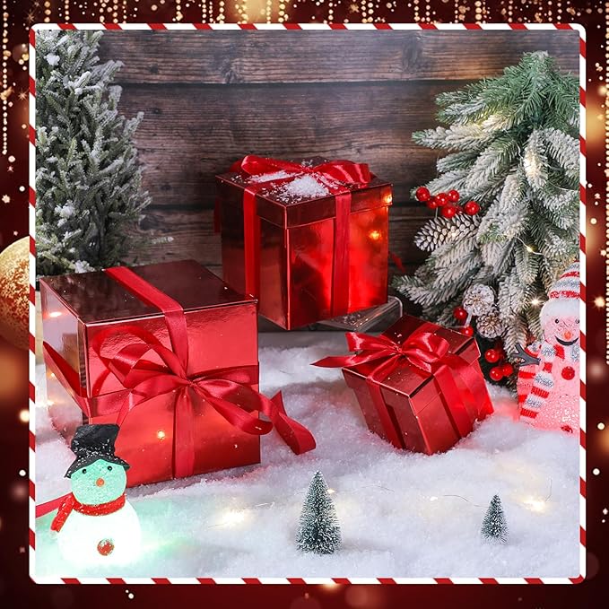 Cholemy 5 Pcs Square Nesting Boxes Decorative Gift Boxes with Lid and Ribbon Assorted Sizes Wrap for Wedding, Carnival, Anniversary, Birthday, Bridal Shower Party Gifts(Shiny Red)